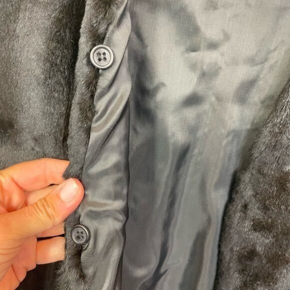 Vintage Harry Yagoda Weatherproof Black Trench Coat Fur Trim & Lining Size Large - Picture 11 of 15